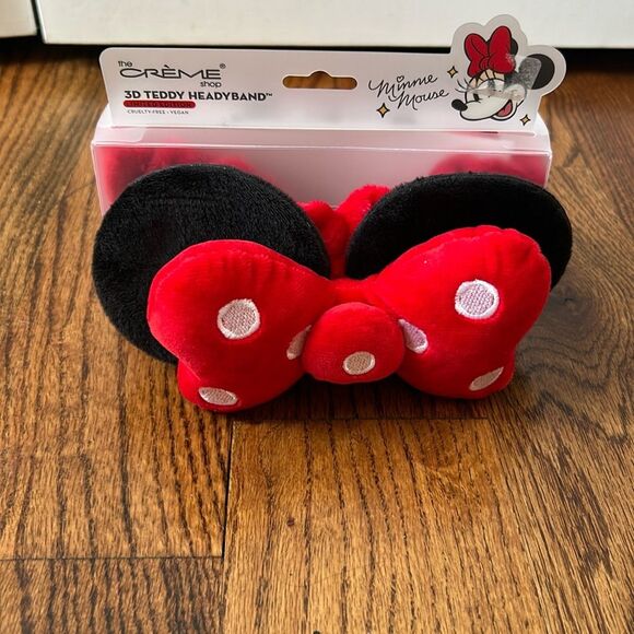 Disney Other - THE CREME SHOP Disney Minnie Mouse 3D Teddy Plush Spa Headband Polka Dot Red Bow
